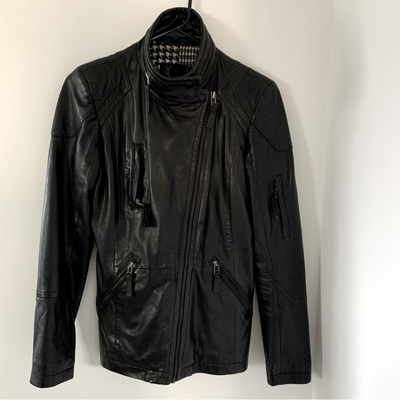Bod & Christensen Black Leather Moto Jacket S - Picture 2 of 10